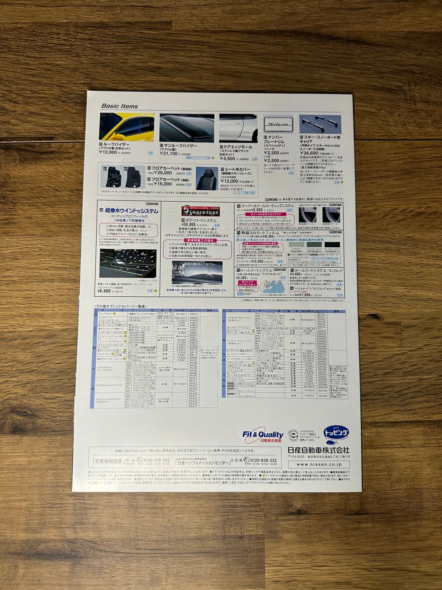 Nissan Silvia Parts brochure